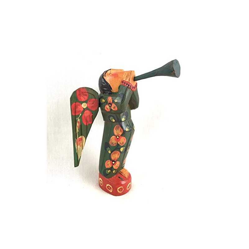 Altiplano Wooden Trumpet Angel Hand Carved Made in Guatemala
