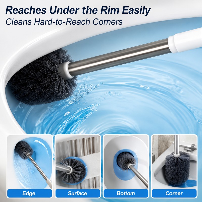 Wall Mounted Toilet Brush Set for Bathroom Cleaning – Flexible