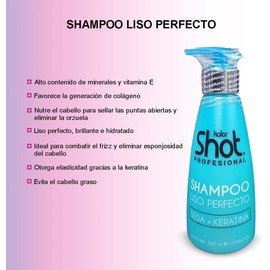 Shampoo Liso Perfecto Kolor Shot con Keratina sin Parabenos, Hidrata y Suaviza el Cabello proporcionando Brillo y Sedosidad, Disminuye Efectivamente el Frizz