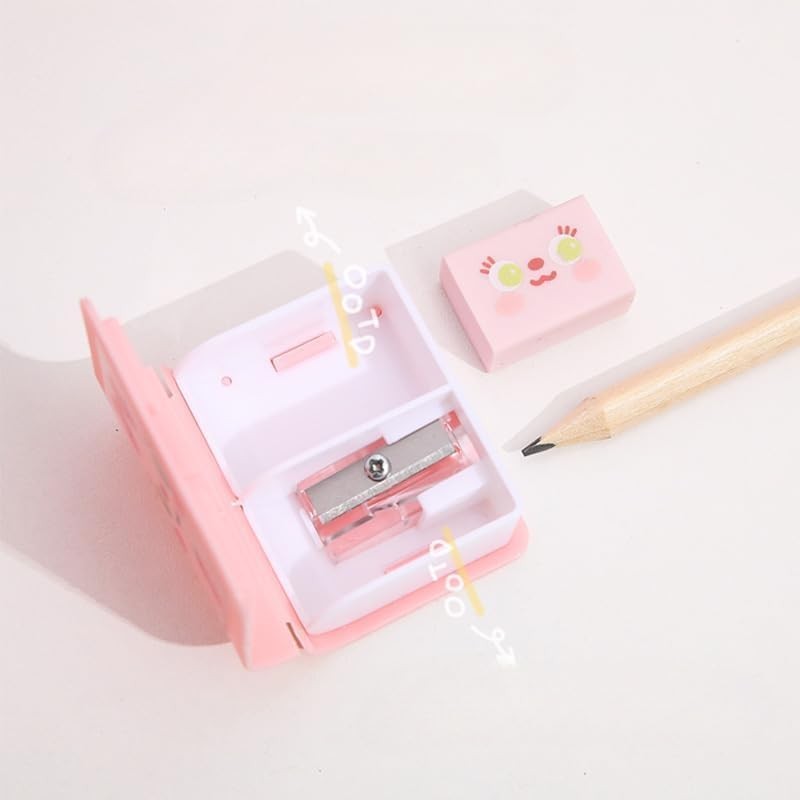 4 Pcs Dual Purpose Book Pencil Sharpener Eraser, Cute Cartoon