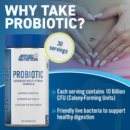 Applied Nutrition Probiotics - Probiotic Complex for Gut Health, Supports Digestion, 10 Billion CFU per Serving, Vegan Supplement (60 Capsules - 30 Servings)