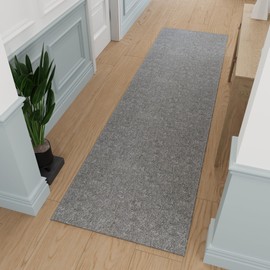 Ottomanson 1'10" x 12' Ultra-Thin Hallway Runner Rug - Durable Non-Slip Carpet for High-Traffic Areas - Fits Under Doors for Seamless Entry - Ideal for Kitchen, Entryway, Bedroom & Living Room, Gray
