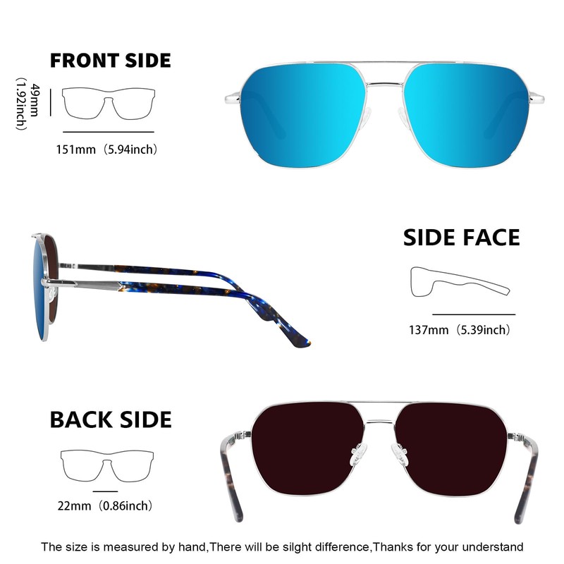 MAXJULI XL Aviator Sunglasses for Men Women Polarized Sunglasses for