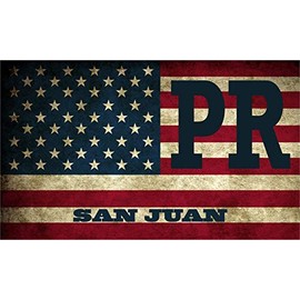 (x3) 2x3 inch Stickers | Reflective San Juan PR Puerto Rico San Juan County Vintage US Flag Sticker Graphic - Construction Toolbox, Hardhat, Lunchbox, Helmet, Mechanic, Luggage