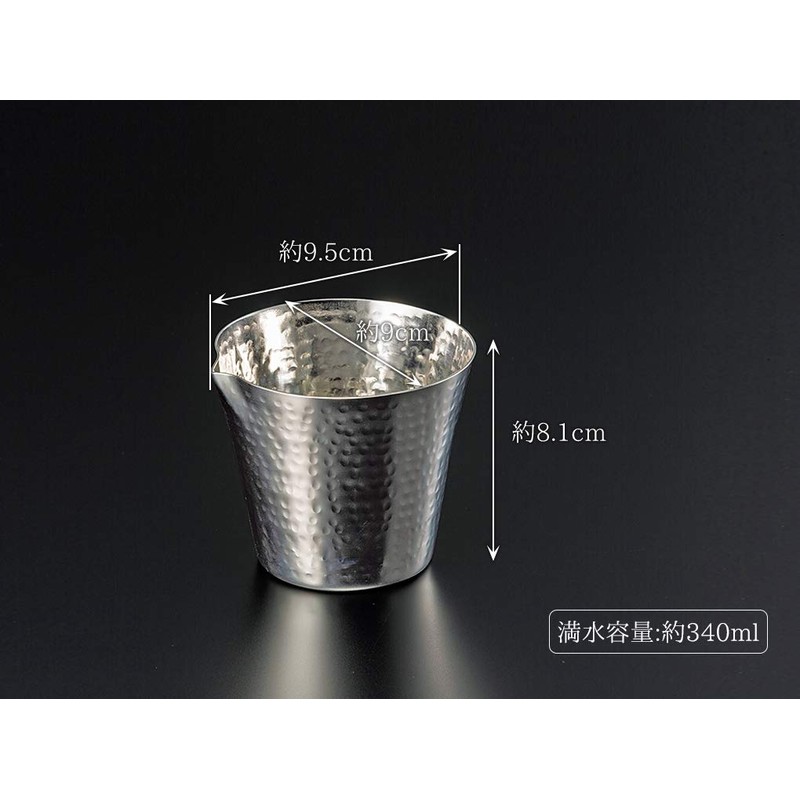 Yamako 23995 Stainless Steel Hammered Single Mouth L Silver