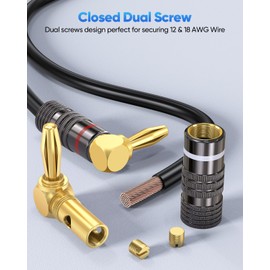 ZeniKon Right Angle Banana Plugs for Speaker Wire 6 Pairs/12 PCS, 90 Degree Speaker Banana Plugs Connector 24K Gold Plated for A/V Receiver, Amplifier, Sound System, Wall Plate, Home Theater