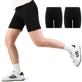 Growmax Girls Cycling Shorts Thicken Cotton Kids Leggings Black Sport Short 2 Pack Soft and Stretchy Schoolwear Dance Yoga PE Under Dress
