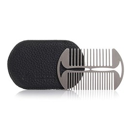 Erbe Solingen Beard Comb Stainless Steel Leather Case Black