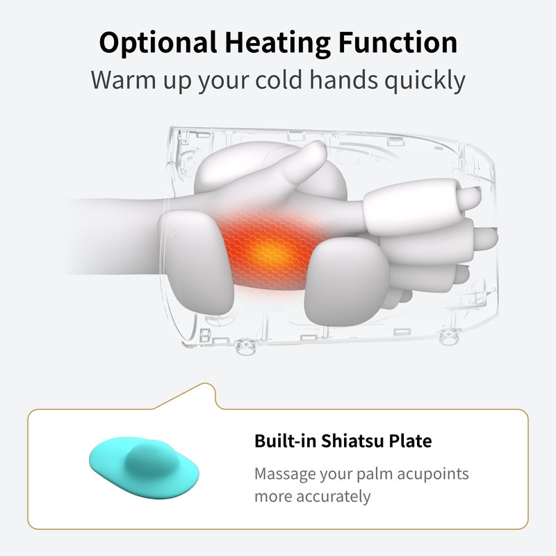 FIT KING Cordless Hand Massager with Compression & Heating, Fingers