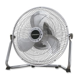 Westinghouse 12-inch High Velocity Floor Fan, 3 Speeds, Metal Grill, Stainless Steel, Vertical Tilting Airflow 90 Degree