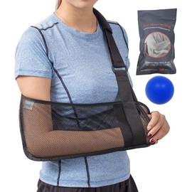 HKJD Mesh Arm Shoulder Sling With Exercise Ball Medical Shoulder Immobilizer Shower Adjustable Arm Brace Torn Rotator Cuff Injury - Right Left Arm Men Women - Shower Sling Elbow，Black With Ball