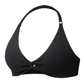 YEOREO Halter Sports Bras for Women Low Impact Removable Padded Adgustable Front Twist Deep V Bra Seamless Workout Gym Crop Tops Black S