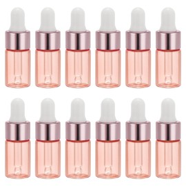 PATIKIL 3ml Glass Dropper Bottle, 12Pcs Leakproof Essential Oils Sample Liquid Perfume Container with Eye Dropper Label Funnel for Storage Home Travel, Pink