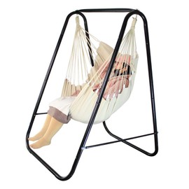 PIRNY Hammock Chair Stand, Include Hanging Indoor Swing,MAX Load 500 LBS, Heavy-Duty Steel Hammock Stand for Indoor Outdoor(White)