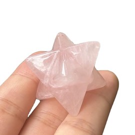 Bacatgem Rose Quartz Merkaba Crystal Protection Sacred Meditation Energy Healing Chakra,1 Inchs Hexagonal Star Crystals and Healing Stone