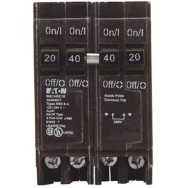 Eaton BQC2402120 Quad Breaker One 2 Pole 40 Amp and Two 1 Pole 20 Amp Common Trip, 1" x 1" x 1"