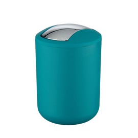 WENKO Brasil S cosmetic bin, 2 liter capacity, bathroom trash bin with swing lid, small waste bin made of shatterproof plastic, BPA-free, Ø 14 x 21 cm, petrol