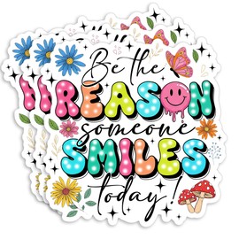 (3Pcs-2") Be The Reason Someone Smiles Today Sticker - Motivational Inspirational Quote Die-Cut Waterproof Vinyl Stickers for Laptop Water Bottle Hard Hat Decal Birthday Gifts 2 Inches