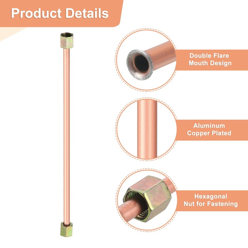 uxcell 2Pcs Air Compressor Exhaust Tube, 3/8" Thread Dia 8"