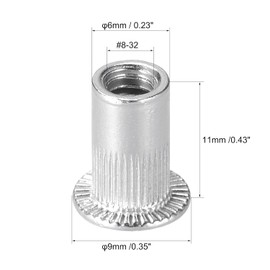 TA-VIGOR 100Pcs #10-32 Rivet Nuts, 304 Stainless Steel Knurled Flat Head Threaded Insert Nut Silver for Automotive Furniture