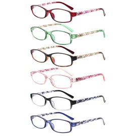 COJWIS 6 pack Lesebrille Blaulichtfilter Brille für Damen und Herren Federscharnier Lesehilfe Blendfreie UV Brille (6 Farbe Mischen, 1.50)