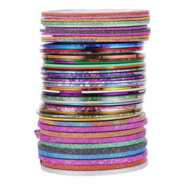 Ipetboom 50Rolls Nail Art Tape Stripe Stickers for Manicure Pedicure Glitter Colors Matte Shades for DIY Nail Designs Party Decorations