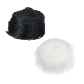 ccHuDE 2 Pcs 5cm 1.5m Faux Fur Fabric Ribbons Fluffy Fuzzy Fur White Fake Fur Trims Sewing Furry Trims Long Fur Strips Plush Furry Ribbons Soft Craft Fur Ribbon Black White