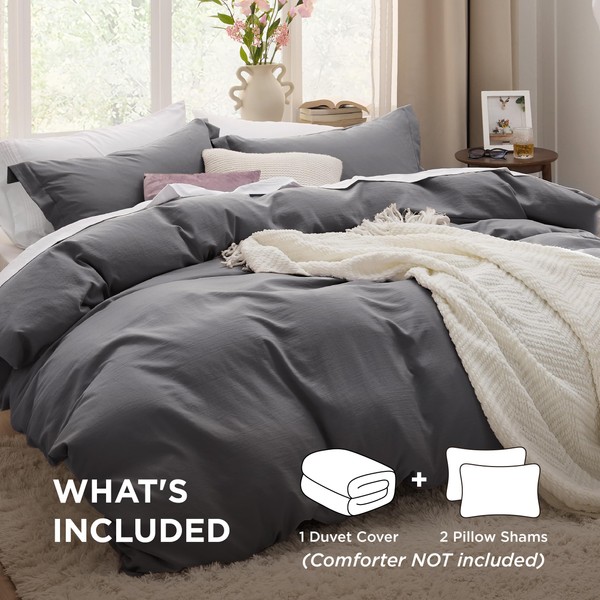 Bedsure Bedsure Dark Grey Duvet Cover Full Size - 3