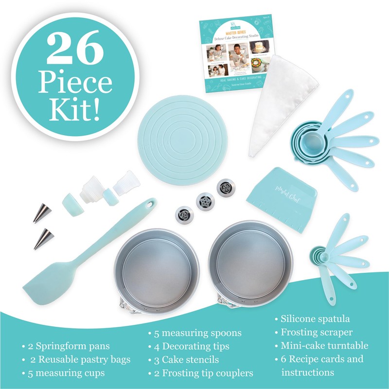 Playful Chef: Kids Cake Decorating Kit - Includes Pans, Reusable