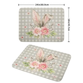 aportt Spring Easter Dish Drying Mats for Kitchen Counter 1824 Inch Cute Bunny Flowers Large Microfiber Drying Mat Kitchen Accessories Dish Rack Mat Drainer Pad Washable Absorbent