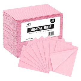 50 Pack 13" x 18" Pink Dental Bibs Disposable, 3-Ply Soft & Waterproof Dentist Bibs Napkin, Ideal for Medical Patients, Dental Tray Covers, Lash & Nail Care, Tattoo Supplies