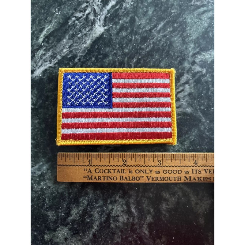 American Flag Patch 3.5” Logo Gold Trim USA US Stars