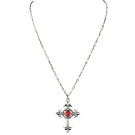 Gothic Cross Necklace withRed Gem Gothic Jewellery for Fancy Dress Costumes Accessories Accessory