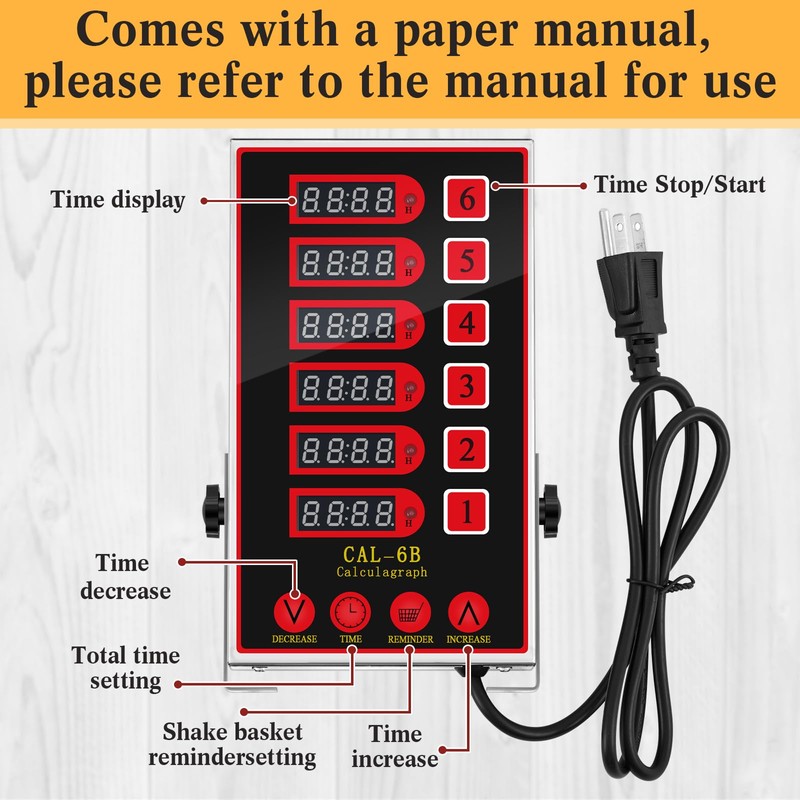Relaxweex 1 Pack 6-Channel Digital Kitchen Timer, Commercial Cooking Timer