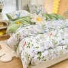 YASMENG Bed Linen 155 x 220 cm Flowers Leaves White