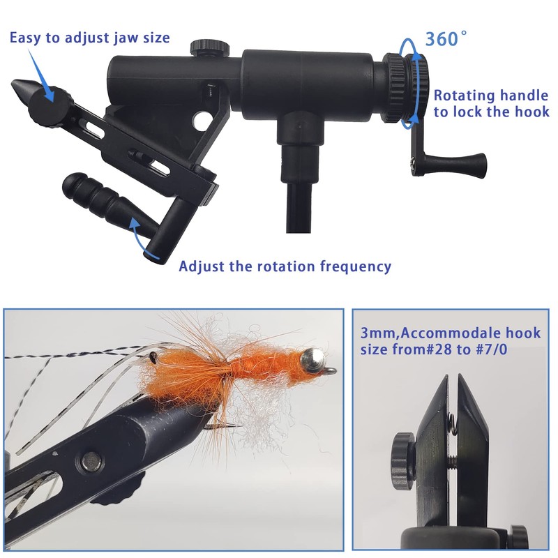 Riverruns II Generation Rotary Fly Tying Vise Jaw Balanced Truly