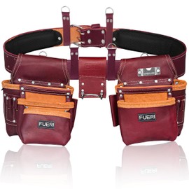 FUERI Leather Tool Belt Bags Pouches Heavy Duty for Men Construction Carpenter Electrician Framer Women Iron Worker