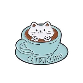 Catpuccino Cup & Saucer Coffee Pin Badge