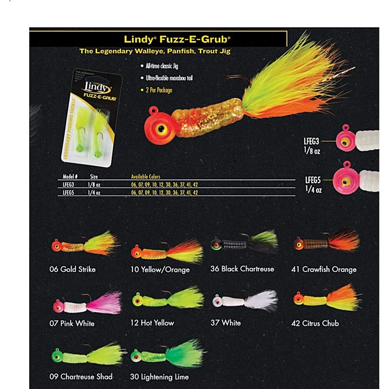 Lindy Fuzz-E Grub Jigs - White - 2 in -