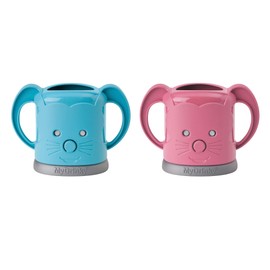 InchBug MyDrinky Pouch Holder No Squeeze, Reusable Drink Holder for Kids and Toddlers | BPA-Free & Squeeze-Proof Cup Holder for Juice Boxes, Food Pouches | Dishwasher Safe, 2-Pack PINK SORBET/AQUA