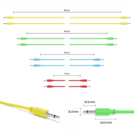 ExcelValley - 8-Pack - Mono Modular Patch Cables TS 3.5mm 1/8 inch Eurorack Synthesizer [8B-Pack]