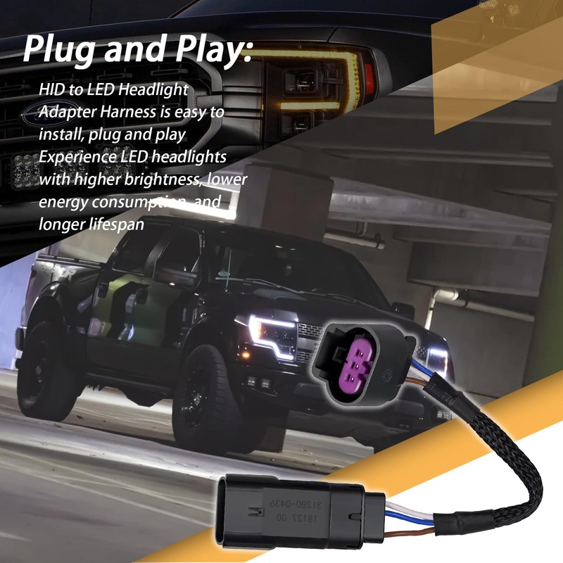 XTPTFABS LF552H HID to LED Headlight Adapter Wire Harness Compatible