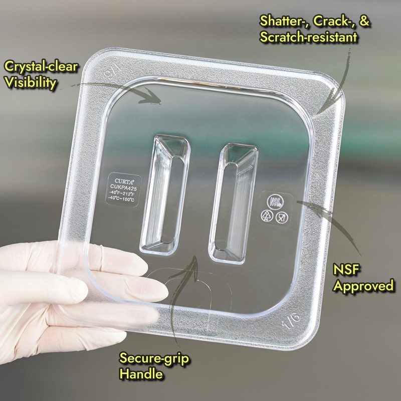 CURTA 12-Pack 1/6 Size 6" Deep NSF Polycarbonate Food Pan