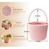 Prudance Small Cotton Woven Handle Basket, 6" x 5", Pink,Favors