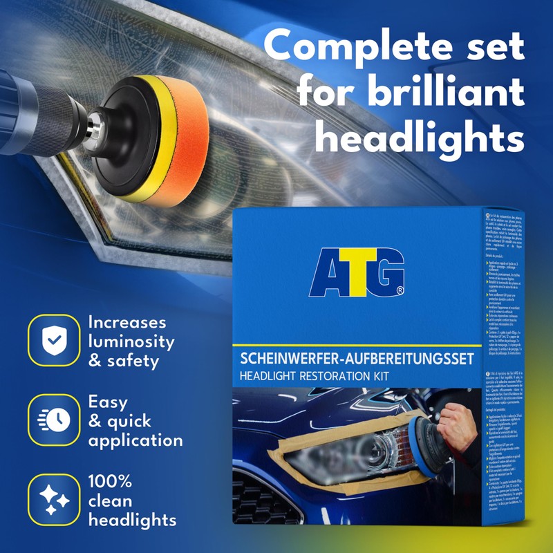 ATG Headlight restoration Kit - Universal Car headlight cleaner and
