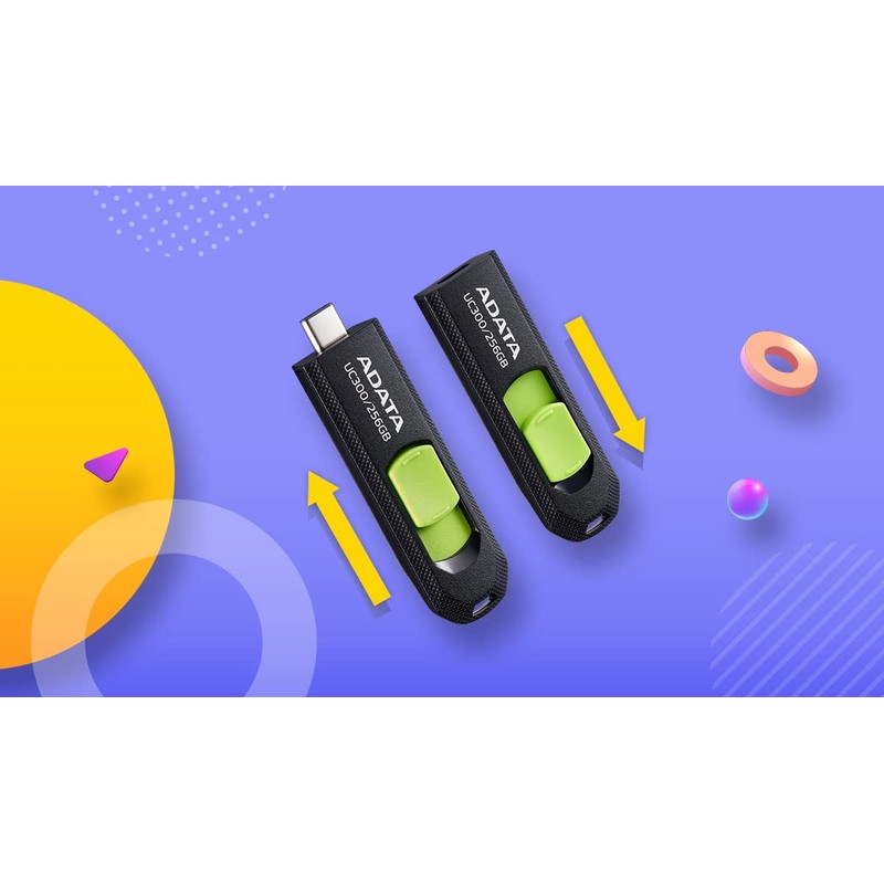ADATA 64GB USB3.2 UC300 Type-C USB Flash Drive Negro/Verde