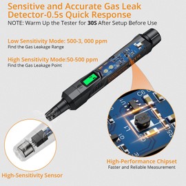 Neoteck Gas Leak Detector Natural Gas Detector with Audible & Visual Alarm, Portable Gas Sniffer to Locate Combustible Gas Leak Sources Like Methane, Propane for Home-Black
