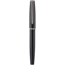 Hong Dian A3 - Pluma estilográfica de aluminio plateado, punta extrafina, diseño de lujo, pluma de escritura suave con convertidor y estuche de metal