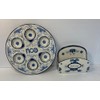 Traditional Blue and White Ceramic Passover Seder Plate and Matzah