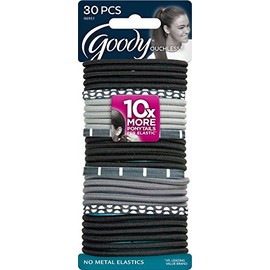 Goody ligas para el cabello - sin metal, Negro/Blanco, 30 piezas